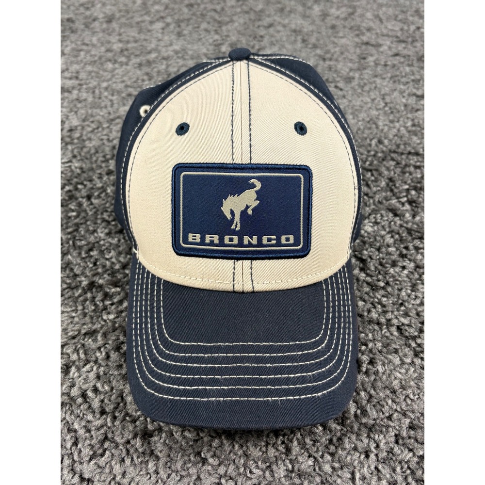Ford Bronco Hat Navy Blue Tan Snapback Cap H3 Headwear Official Licensed Product